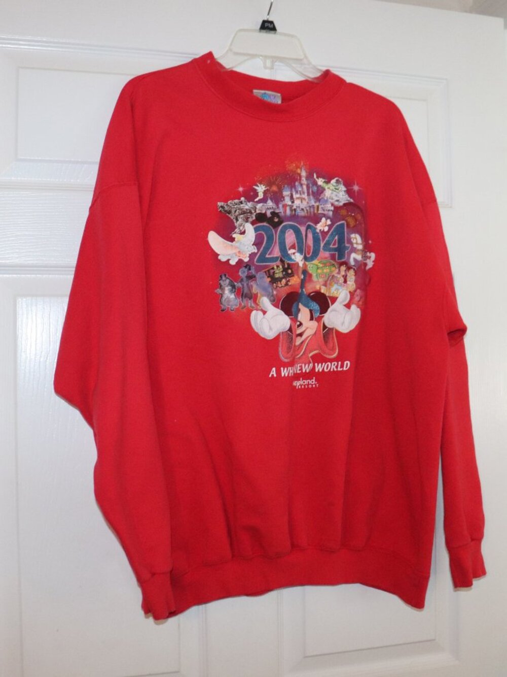 Vintage Disney Disneyland Resort Red 2004 Whole New World Sweatshirt Men's  XL